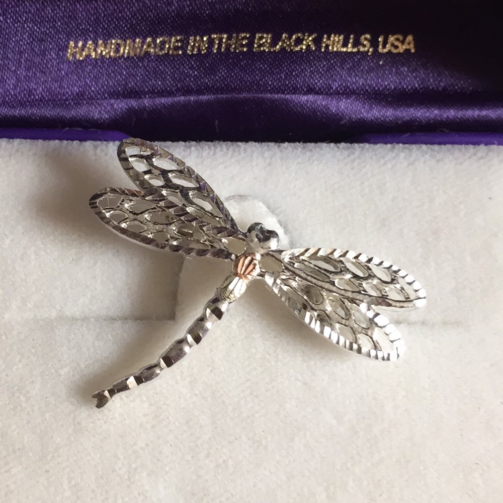Landstrom’s Black Hills Gold silver dragonfly pin